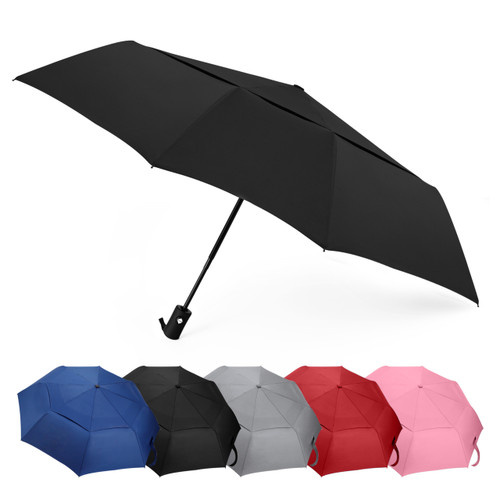 Windproof Compact Folding Umbrella (Black)