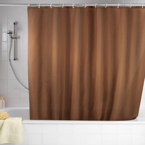 Shower Curtain with Hooks Plain Brown, 72" x 72"