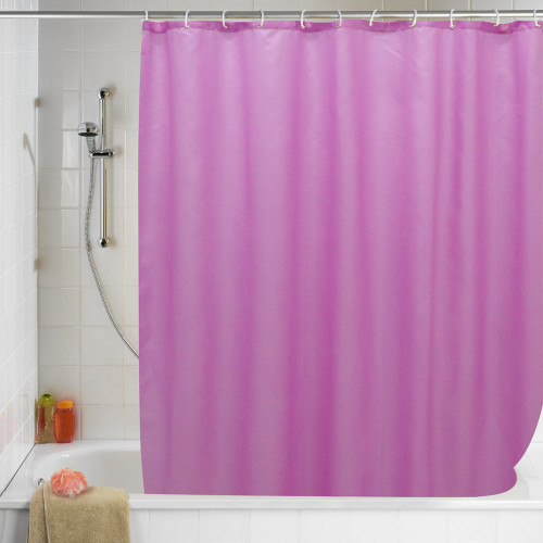 Shower Curtain with Hooks Plain Pink, 72" x 72"
