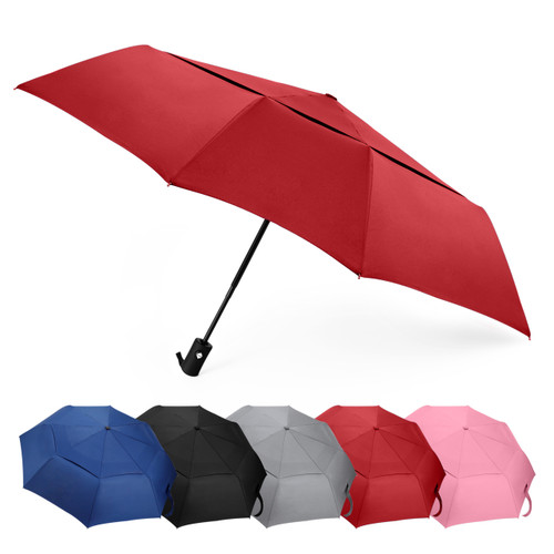 Windproof Compact Folding Umbrella (Burgundy)