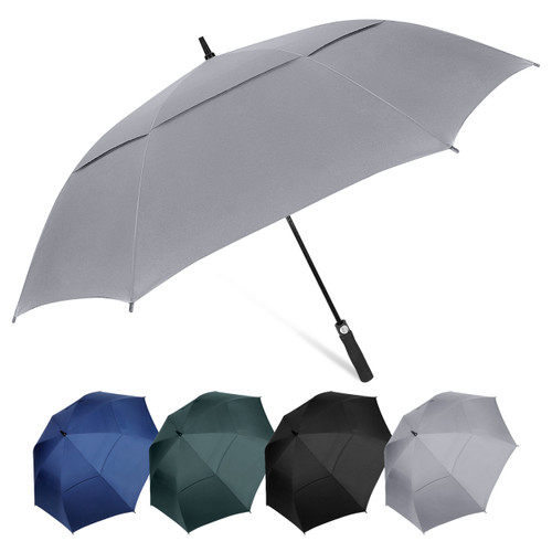 Windproof  Golf Stick Umbrella (Light Gray)