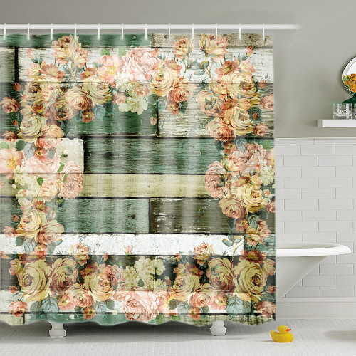 Shower Curtain with Hooks Door and Frame, 72" x 72" (0007)