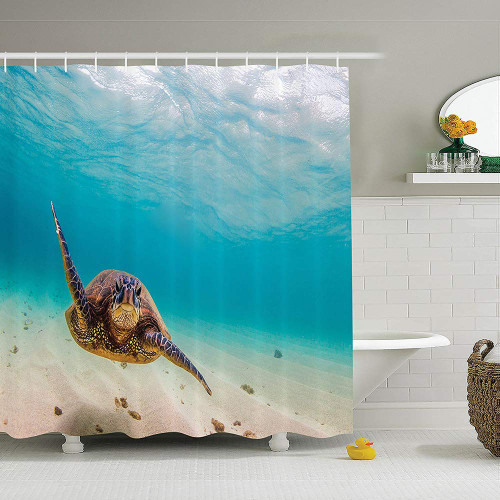 Shower Curtain with Hooks Sunset Beach Ocean, 72" x 72" (0064)