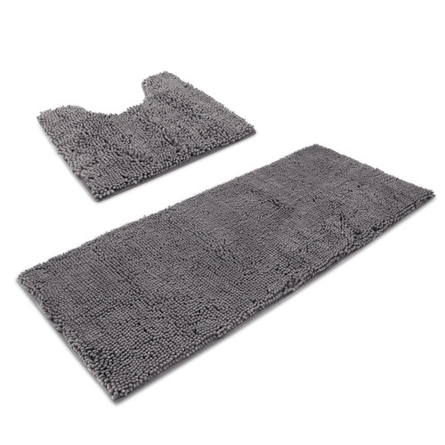 Chenille Bathroom Mat 2 Piece Set (Gray)