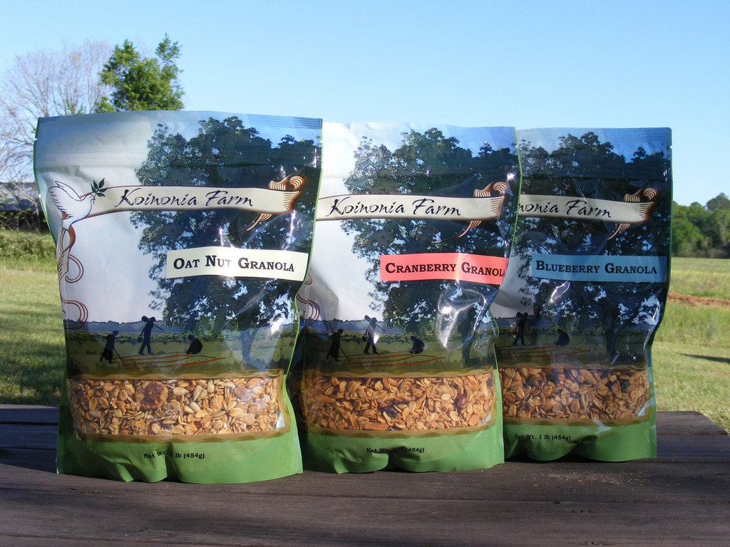 Koinonia Farm handmade granola options- Oat Nut, Cranberry, Blueberry 1 lb bags