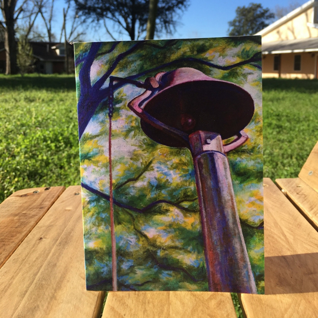 Koinonia Farm Bell Notecard standing up outside