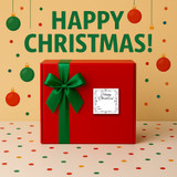 A red-and-green Happy Christmas Deluxe Gift Box