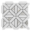 Bianco Dolomite Marble with Calacatta Gold Triangles Geometrica Mosaic Tile Polished