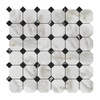 Calacatta Gold Marble Octagon with Black Dots Mosaic Tile Honed