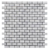 Italian White Carrera Marble Bianco Carrara Mini Brick Mosaic Tile Polished