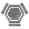 Bardiglio Gray Marble Hexagon with Bianco Dolomite Strips Mosaic Tile Polished