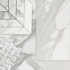 Calacatta Gold Italian Marble 2" x 8" Chevron Mosaic Tile Honed Bathroom Tile and Kitchen Backsplash Collection