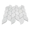 Blanco Orchid Leaf Mosaic Tile Honed Carrara White Italian Marble 