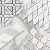 Bianco Dolomite Marble with Calacatta Gold Leaf La Fleur Waterjet Mosaic Tile Polished Combination