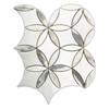 Bianco Dolomite Marble with Calacatta Gold Leaf La Fleur Waterjet Mosaic Tile Honed