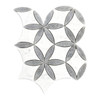 White Carrara with Bardiglio Leafs La Fleur Marble Mosaic Waterjet Tile Polished