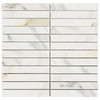 Calacatta Gold Italian Marble 1x6 Stacked Mosaic Tile Polished