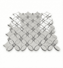 Polished White Carrara Flower Mosaic Tile with Bardiglio Gray Dots