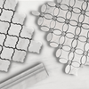 White Carrara May Flower Mosaic Tile with Bardiglio Gray Penny Polished