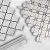 Carrara White Flower Mosaic Tile with Bardiglio Gray Dots Honed Combination