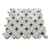 Polished White Carrara Flower Mosaic Tile with Black Dots