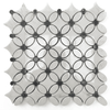 White Carrara Flower Mosaic Tile with Black Dots Polished