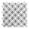 Dolomite Carrara Marble May Flower Mosaic Tile with Bardiglio Gray Penny Honed