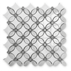 Dolomite - Carrara White Marble May Flower Mosaic Tile with Bardiglio Dots Polished 