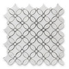 White Carrara Marble May Flower Mosaic Tile with White Carrara Dots Honed 