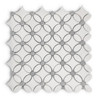 Dolomite Marble May Flower Mosaic Tile with Bardiglio Gray Penny Honed
