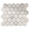 Calacatta 2" Hexagon Honed Marble Mosaic Tile