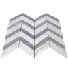 Bianco Carrara Chevron Mosaic Tile with Bardiglio Gray Strips Polished