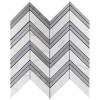 Bianco Carrara Chevron Mosaic Tile with Bardiglio Gray Strips Polished