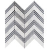 Bianco Carrara Chevron Mosaic Tile with Bardiglio Gray Strips Honed