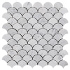 Carrara Marble Italian White Bianco Carrera Fish Scale Fan Shaped Mosaic Tile Honed