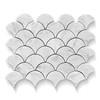 Carrara White Italian Marble Fish Scale Fan Shaped Sea Shell Mosaic Tile Polished