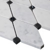 Bianco Carrara Rhomboid Mosaic Long Octagon Tile with Black Dots Honed
