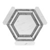 Carrara White Italian Marble Georama Hexagon with Bardiglio Gray Strips Mosaic Tile Polished