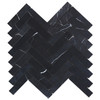 Nero Marquina Black Marble 1" x 4" Herringbone Mosaic Tile Polished