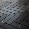 Nero Marquina 1" x 4" Black Marble Herringbone Mosaic Tile Polished