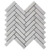 Carrara White Italian Marble 1” x 4” Herringbone Mosaic Tile Honed