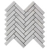 Carrara White Italian Marble 1” x 4” Herringbone Mosaic Tile Polished