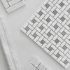 Honed Bianco Dolomite Marble Target Pinwheel Mosaic Tile with Bardiglio Gray Dots