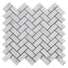 Italian White Carrera Marble Bianco Carrara 1"x2" Herringbone Mosaic Tile Polished