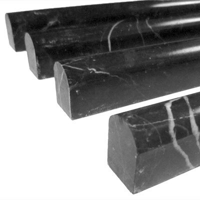 Black Marble Bullnose Pencil Molding Honed