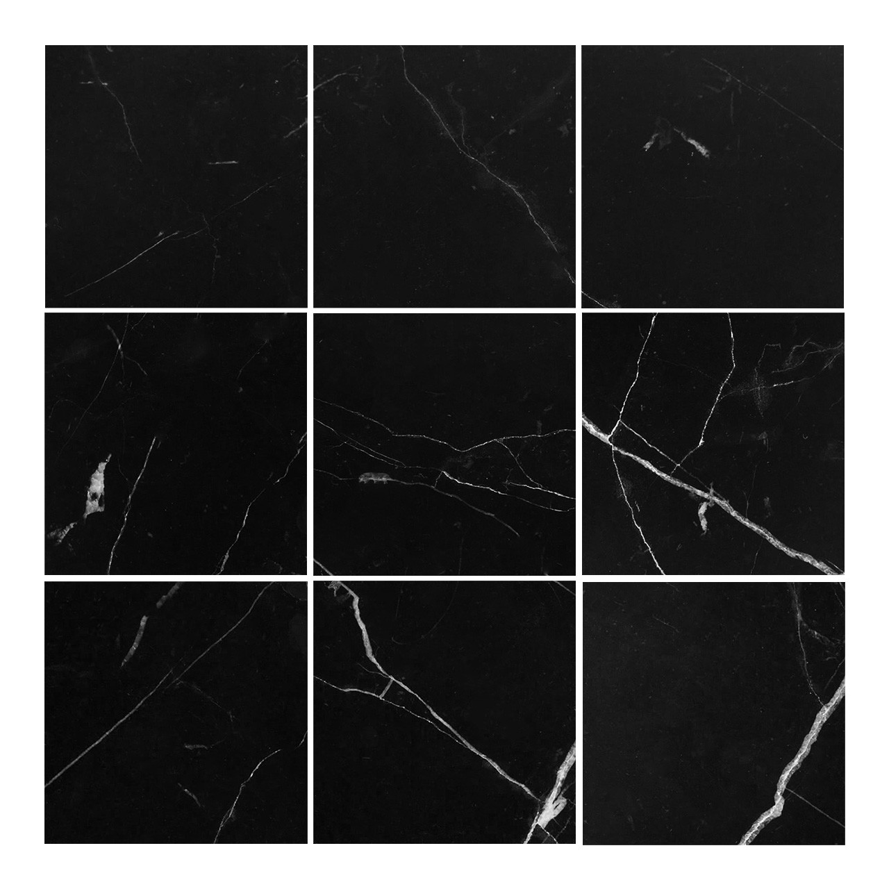 Nero Marquina Black 4x4 Marble Tile Polished