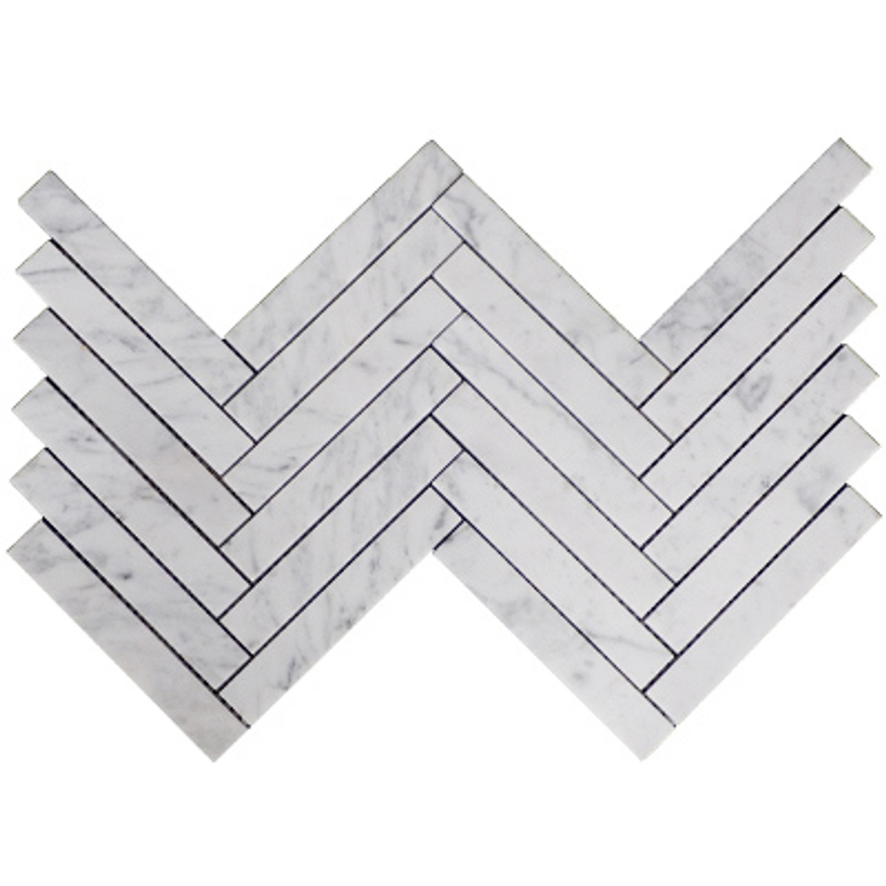 1 X 6 Carrara White Herringbone Mosaic Tile Honed