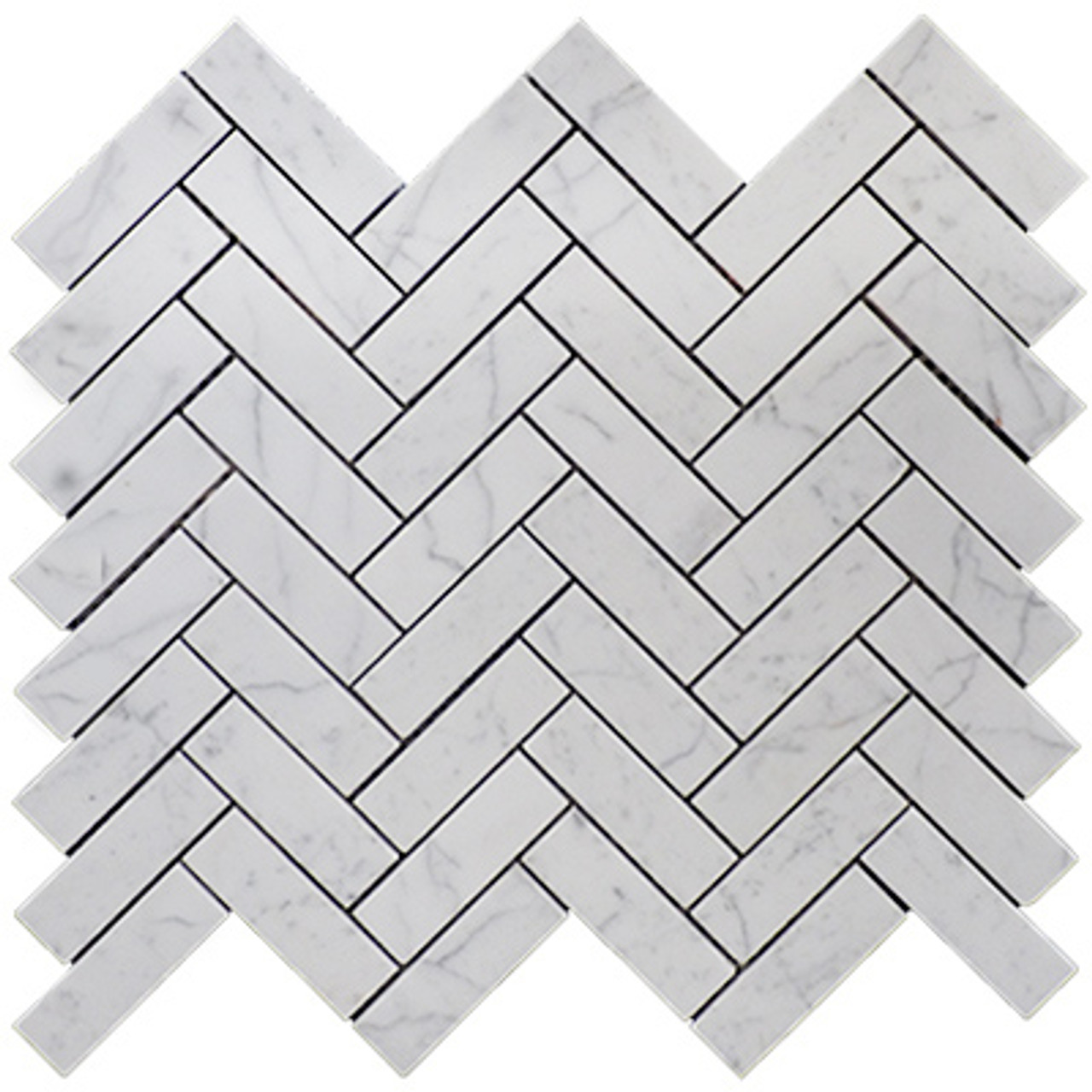 1 X 3 Carrara Marble Herringbone Mosaic Tile Honed