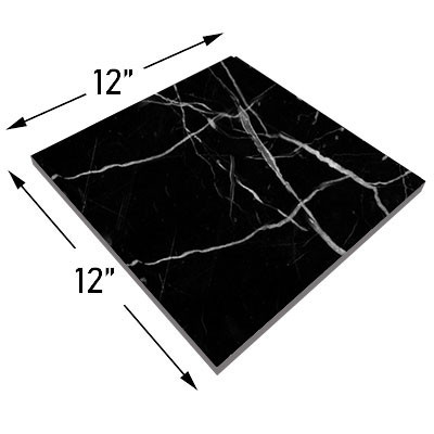 12" x 12" Nero Marquina Black Marble Marble Tile Honed
