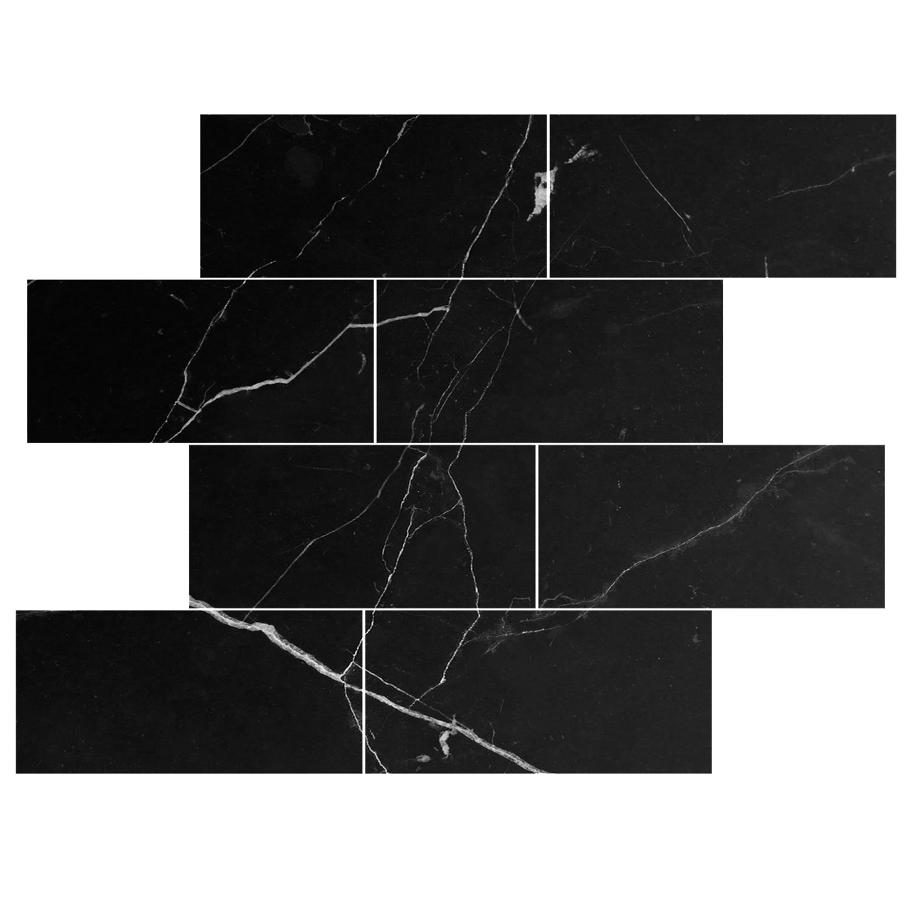 Black Marquina Polished Marble Architectural Wall Tile - 22 x 6 in.
